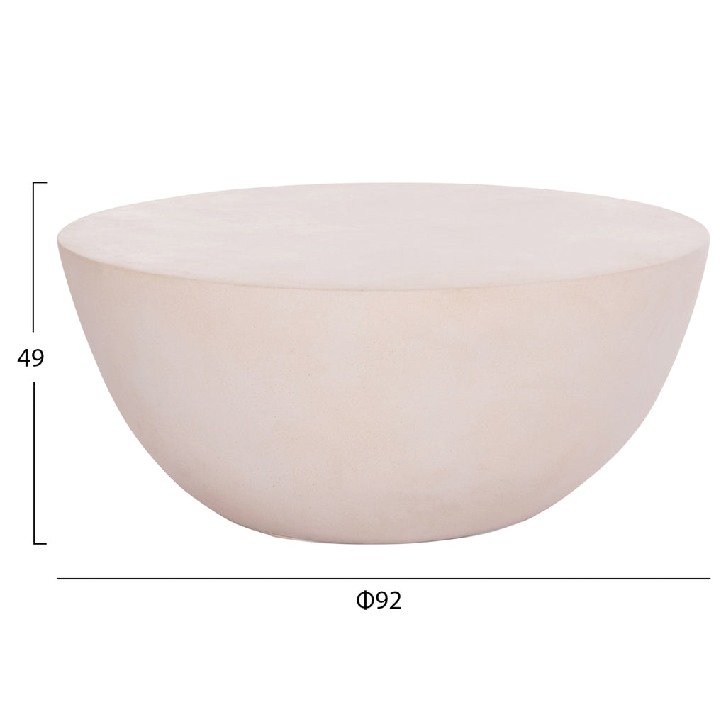 ΤΡΑΠΕΖΙ ΣΑΛΟΝΙΟΥ ΣΤΡΟΓΓΥΛΟ ALLAN HM18162.02 FIBER CEMENT ΣΕ ΛΕΥΚΟ--Φ92x49Υεκ.