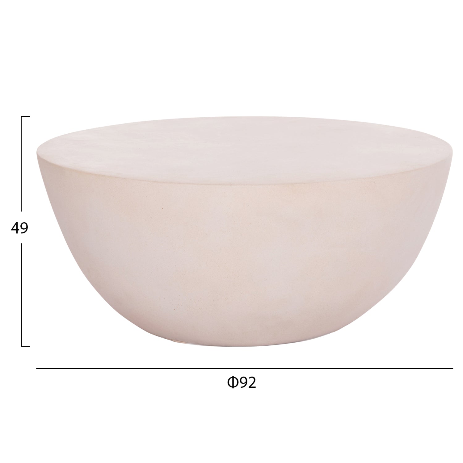 ΤΡΑΠΕΖΙ ΣΑΛΟΝΙΟΥ ΣΤΡΟΓΓΥΛΟ ALLAN HM18162.02 FIBER CEMENT ΣΕ ΛΕΥΚΟ--Φ92x49Υεκ.