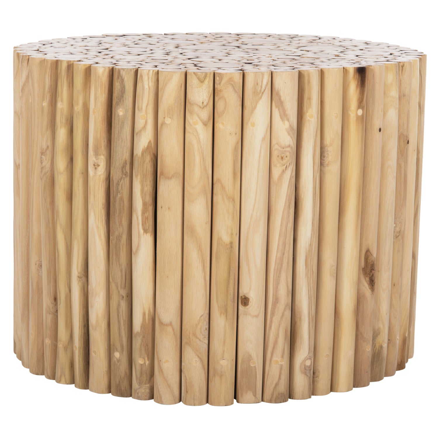 ΤΡΑΠΕΖΙ ΣΑΛΟΝΙΟΥ ΣΤΡΟΓΓΥΛΟ COOTER HM9864 ΚΛΑΔΙΑ TEAK-ΦΥΣΙΚΟ Φ60,5x46Υεκ.