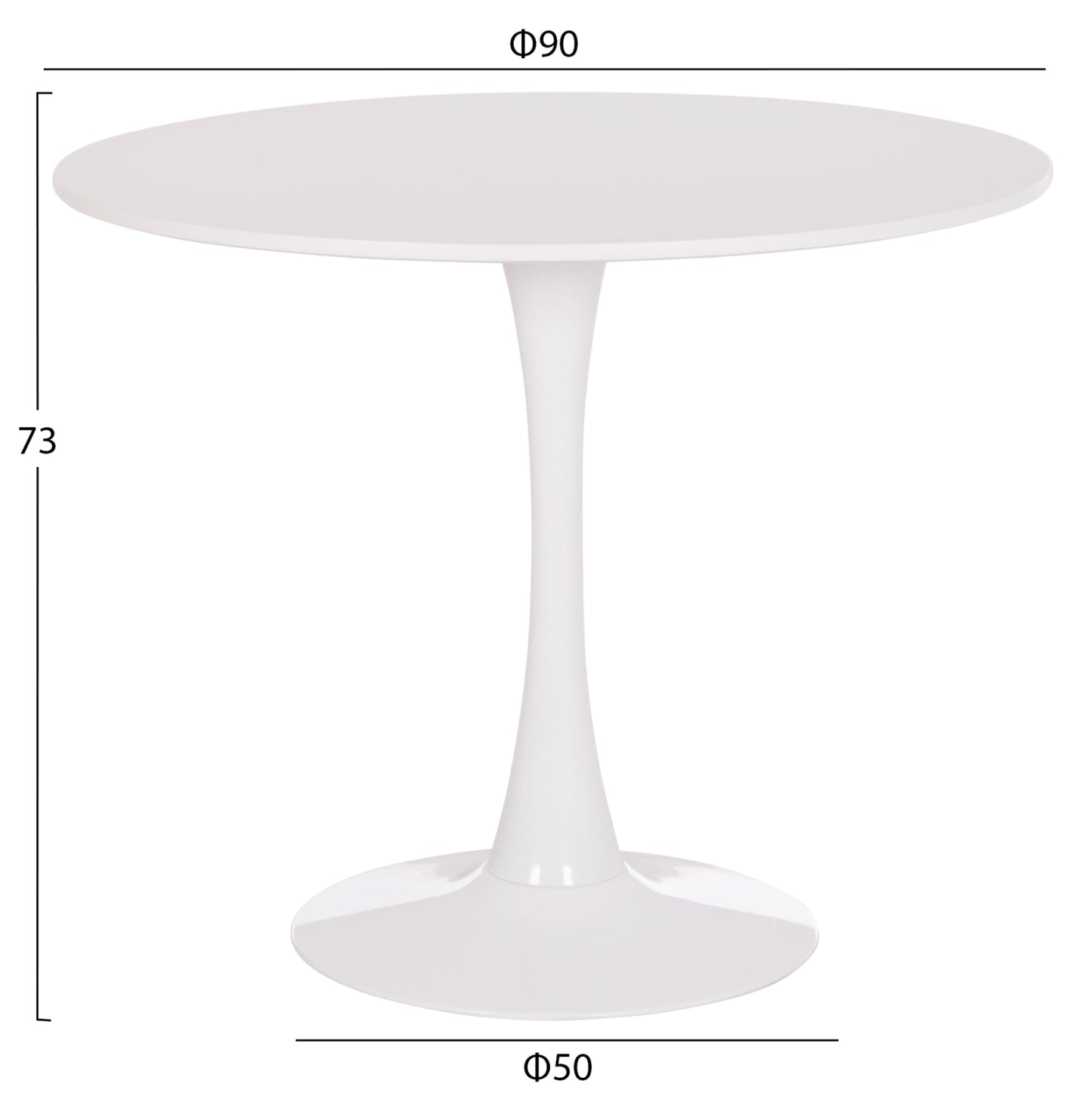 ΤΡΑΠΕΖΙ ΣΤΡΟΓΓΥΛΟ BROLIN HM18141.01 MDF TOP-ΒΑΣΗ ΜΕΤΑΛΛΙΚΗ--ΛΕΥΚΟ Φ90x73Υεκ