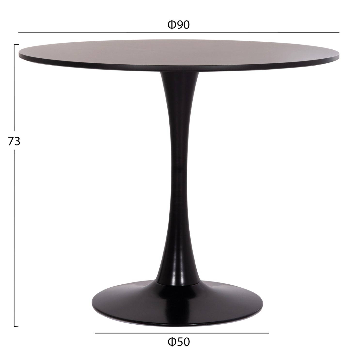 ΤΡΑΠΕΖΙ ΣΤΡΟΓΓΥΛΟ BROLIN HM18141.02 MDF TOP-ΒΑΣΗ ΜΕΤΑΛΛΙΚΗ--ΜΑΥΡΟ Φ90x73Υεκ