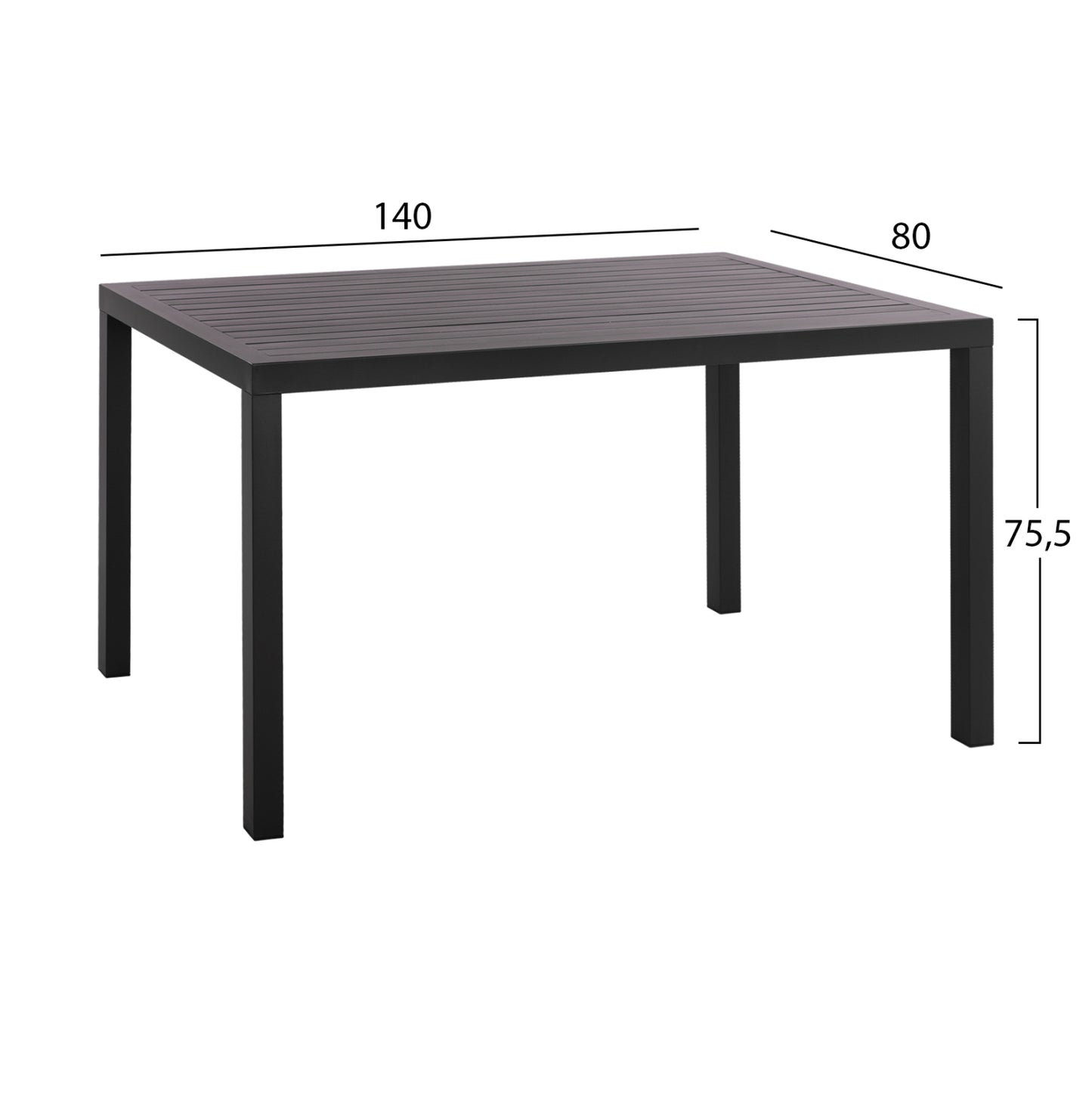 ΤΡΑΠΕΖΙ ΤΡΑΠΕΖΑΡΙΑΣ ΑΛΟΥΜΙΝΙΟΥ SAHIRA HM5571.02 ΑΝΘΡΑΚΙ 140Χ80X75,5Υεκ.