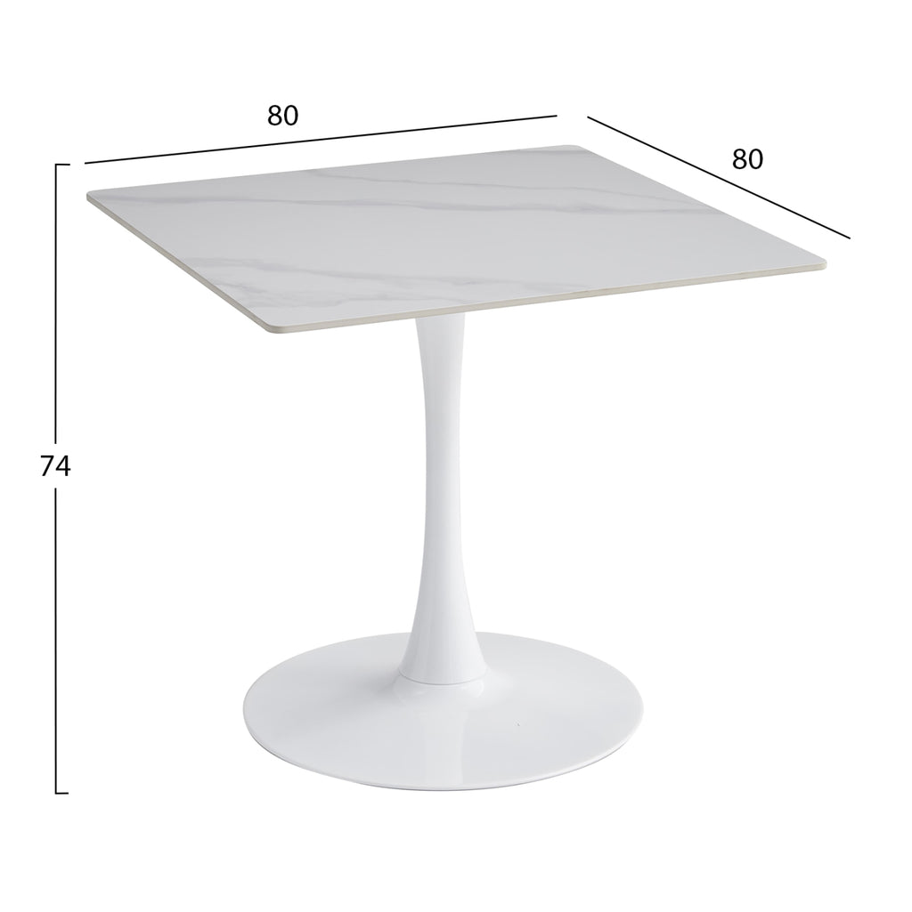 ΤΡΑΠΕΖΙ ΤΡΑΠΕΖΑΡΙΑΣ TETRAN HM18315.01 ΒΑΣΗ ΛΕΥΚΗ--SINTERED STONE SNOW WHITE 80x80x73Υεκ