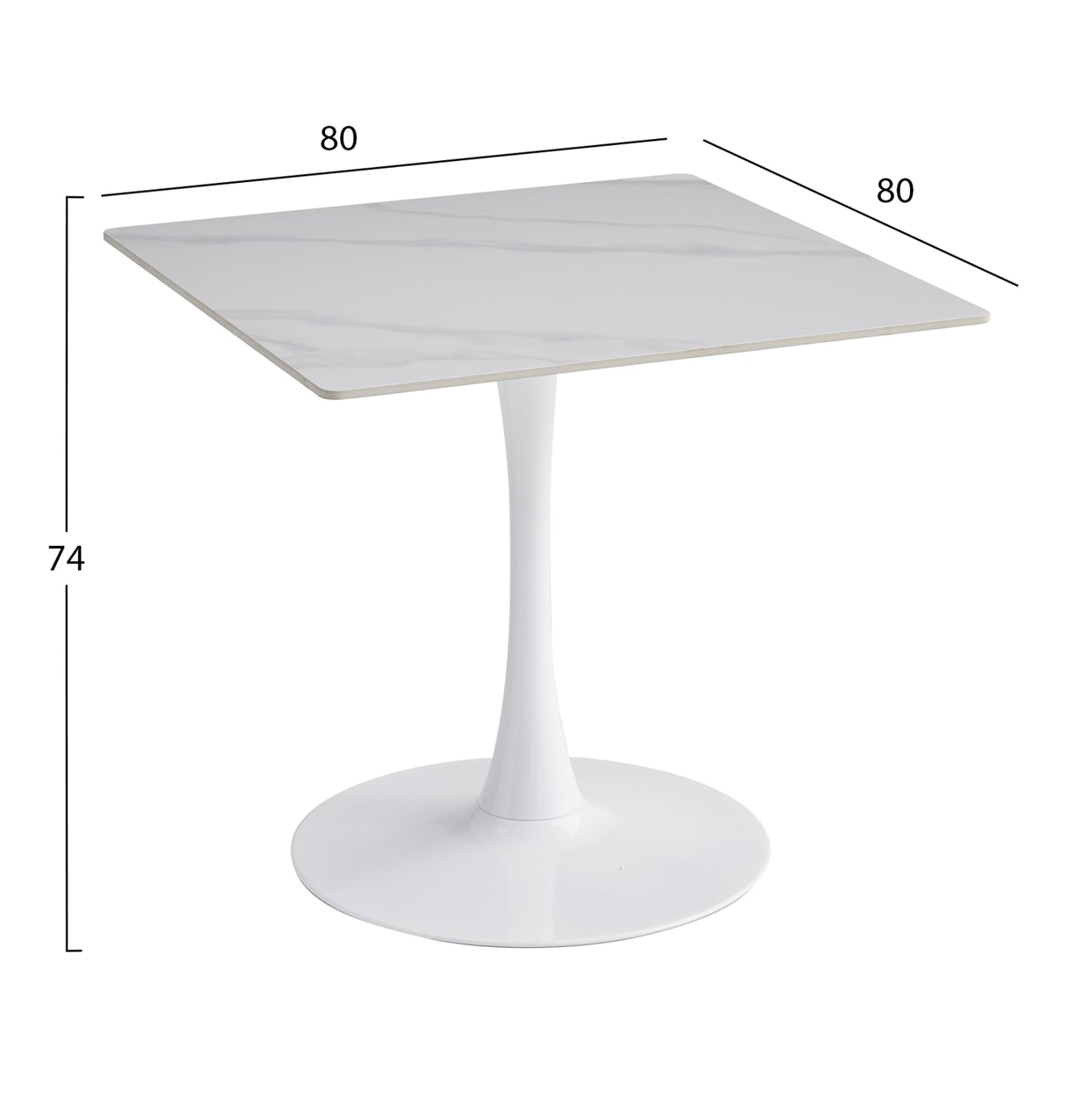 ΤΡΑΠΕΖΙ ΤΡΑΠΕΖΑΡΙΑΣ TETRAN HM18315.01 ΒΑΣΗ ΛΕΥΚΗ--SINTERED STONE SNOW WHITE 80x80x73Υεκ