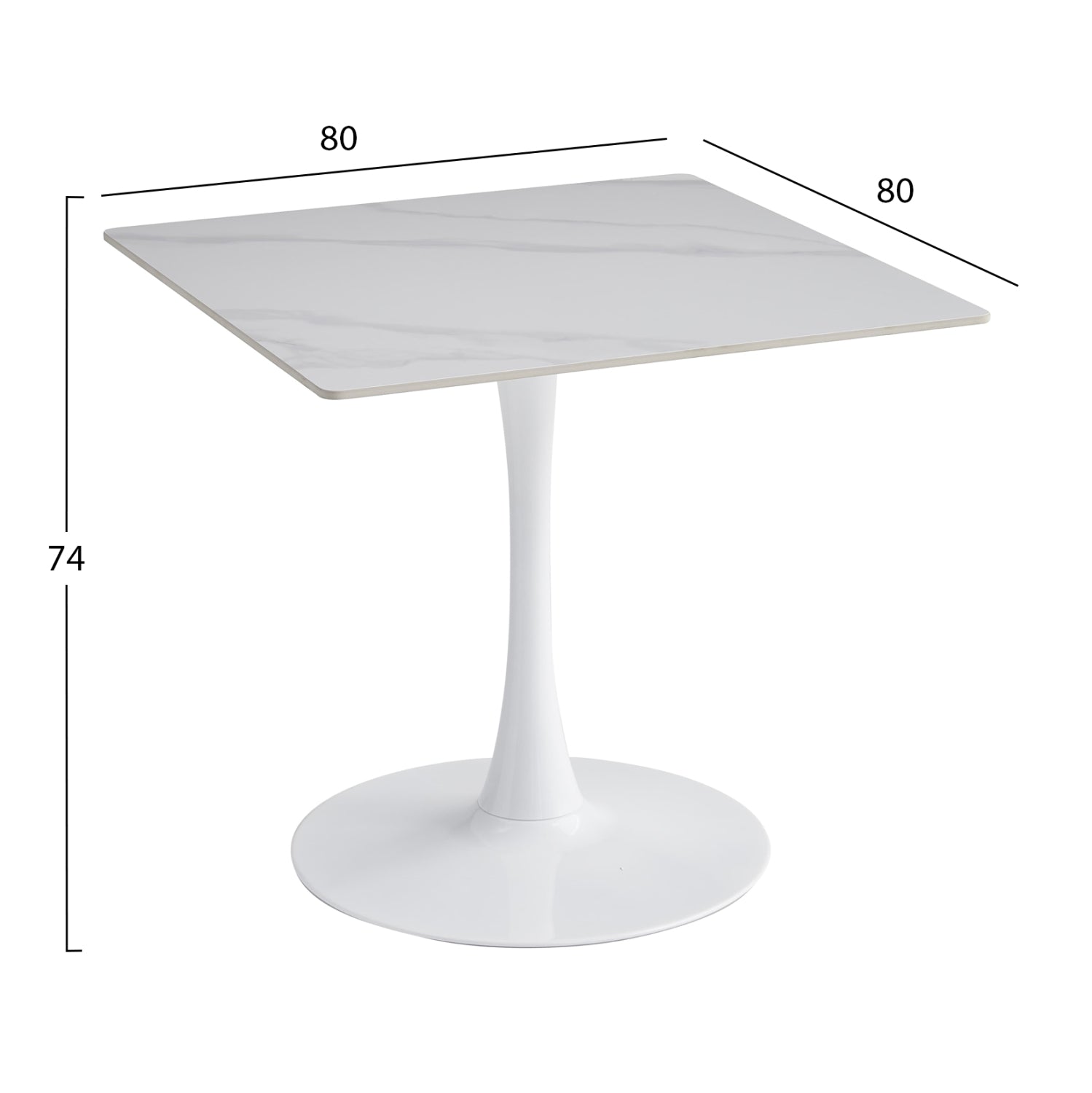 ΤΡΑΠΕΖΙ ΤΡΑΠΕΖΑΡΙΑΣ TETRAN HM18315.01 ΒΑΣΗ ΛΕΥΚΗ--SINTERED STONE SNOW WHITE 80x80x73Υεκ