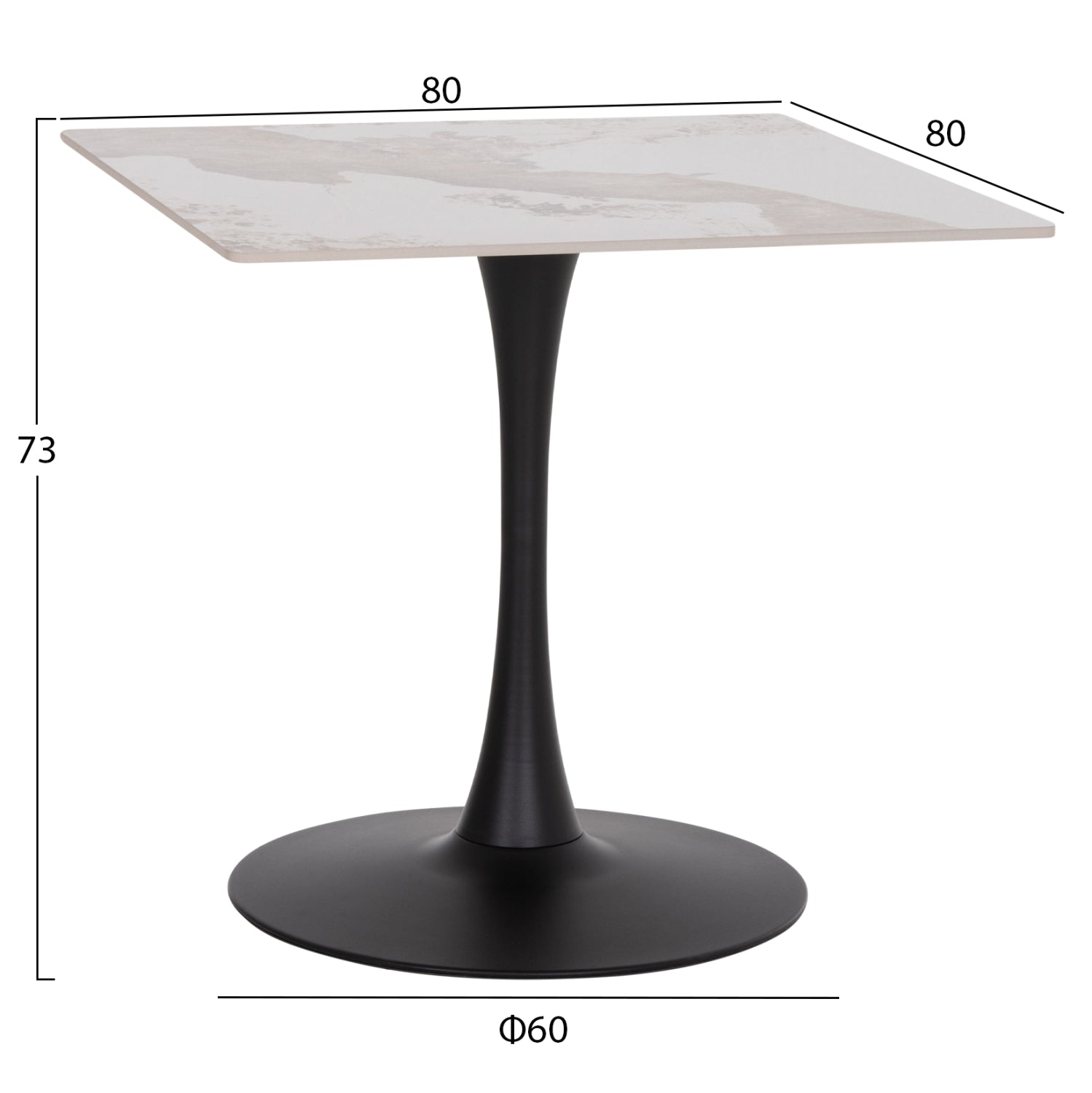 ΤΡΑΠΕΖΙ ΤΡΑΠΕΖΑΡΙΑΣ TETRAN HM18315.02 ΒΑΣΗ ΜΑΥΡΗ--SINTERED STONE PANDORA 80x80x73Υεκ