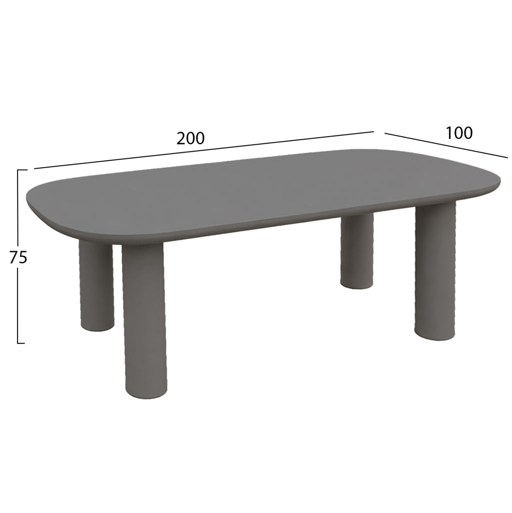 ΤΡΑΠΕΖΙ ΤΡΑΠΕΖΑΡΙΑΣ FIBER CEMENT KIORA HM6597.01 ΓΚΡΙ 200x100x76Υεκ