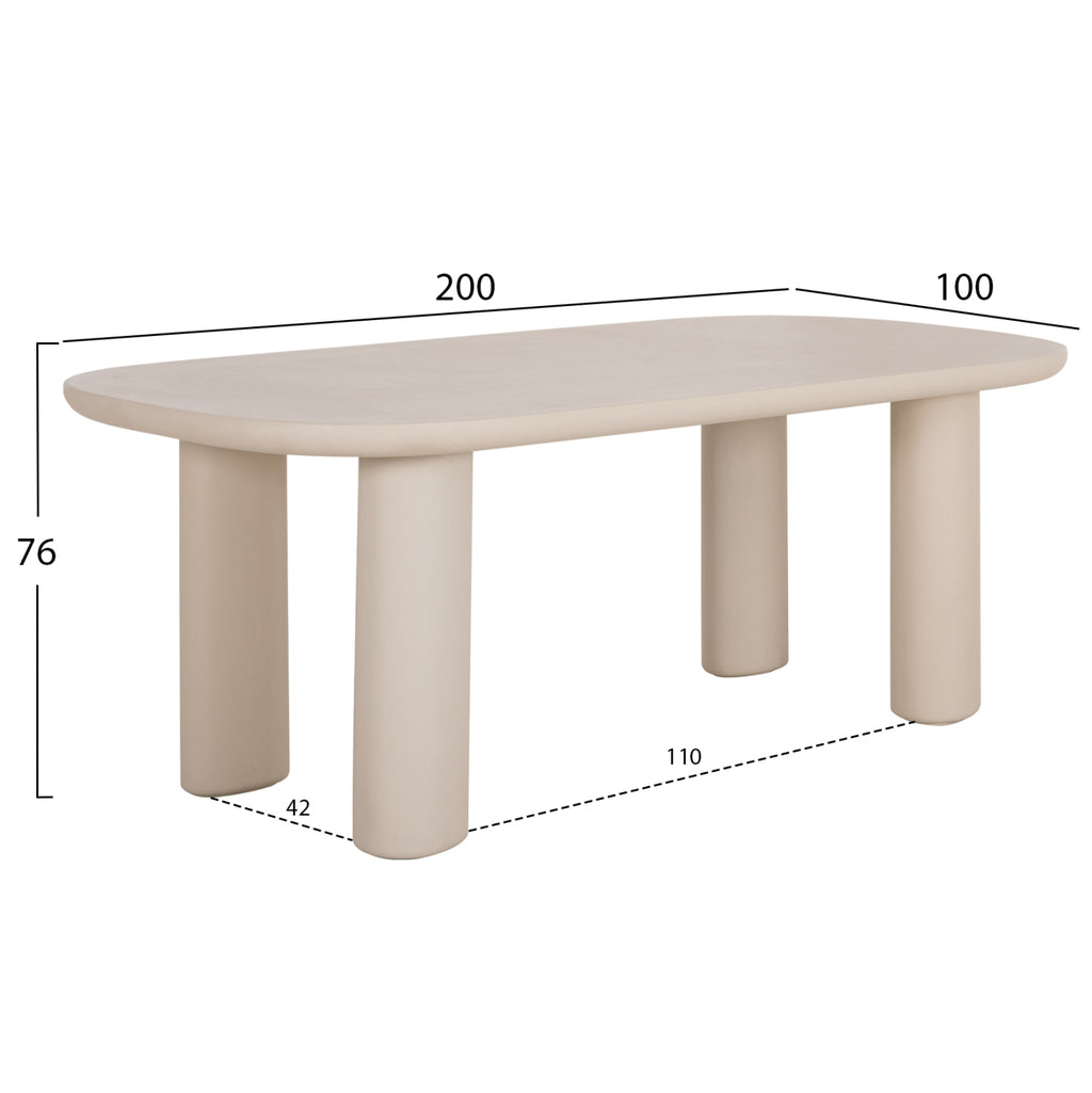 ΤΡΑΠΕΖΙ ΤΡΑΠΕΖΑΡΙΑΣ FIBER CEMENT KIORA HM6597.02 ΜΠΕΖ 200x100x76Υεκ