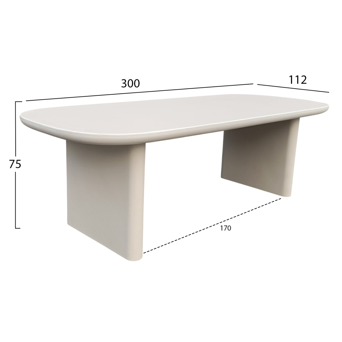 ΤΡΑΠΕΖΙ ΤΡΑΠΕΖΑΡΙΑΣ FIBER CEMENT AZAMI HM6601.02 ΜΠΕΖ 300x112x75Υεκ.