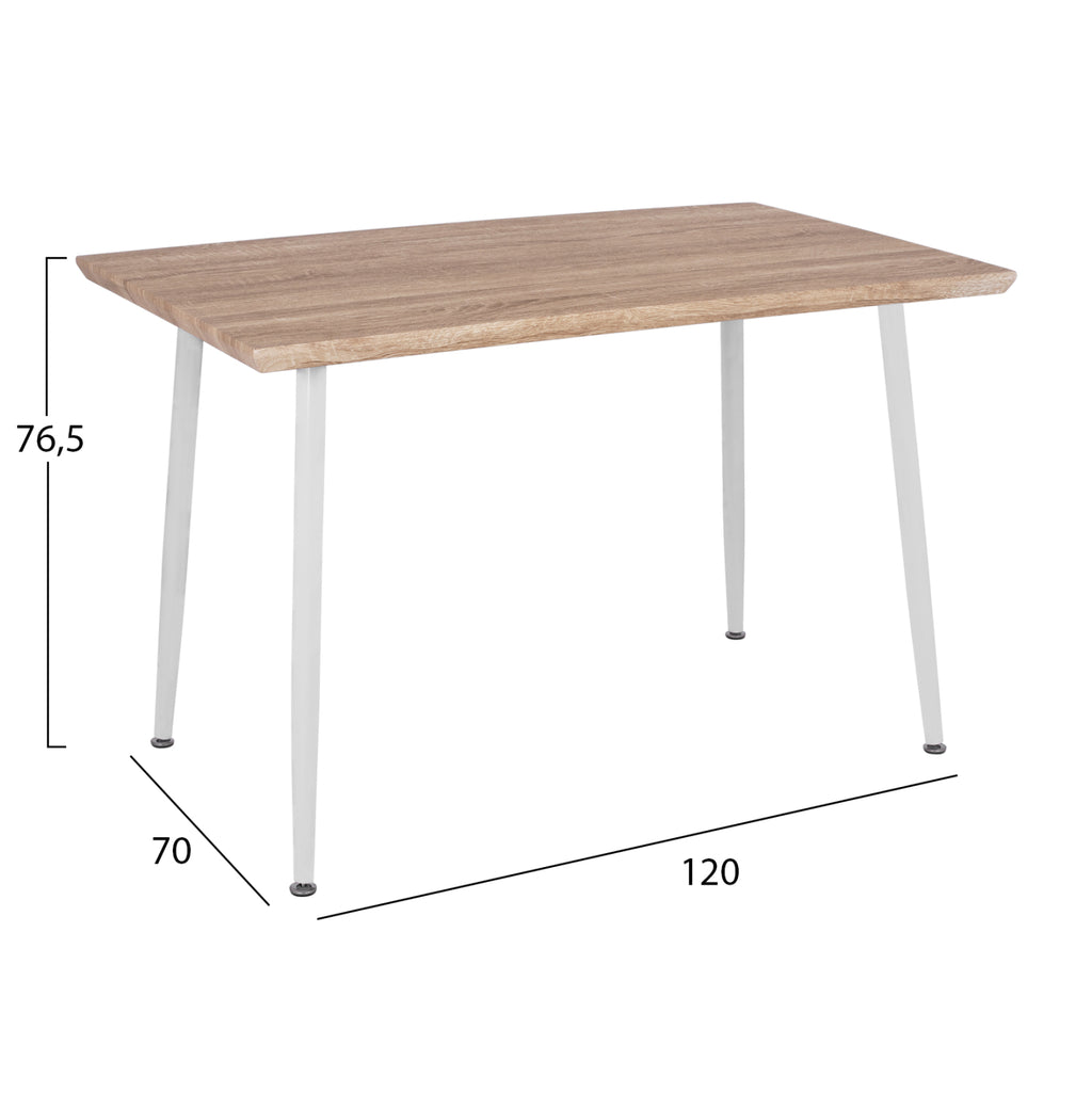 ΤΡΑΠΕΖΙ ΤΡΑΠΕΖΑΡΙΑΣ PALOMA HM8334.02, 120X70X76,5- SONOMA, ΛΕΥΚΑ ΠΟΔΙΑ