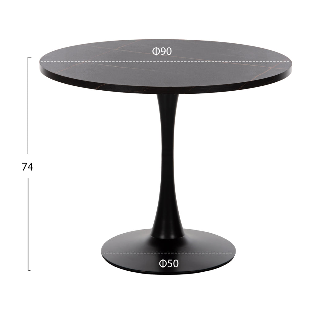ΤΡΑΠΕΖΙ ΤΡΑΠΕΖΑΡΙΑΣ ROLLO HM9421.12 ΣΤΡΟΓΓΥΛΟ BLACK MARBLE Φ90x74Υεκ.