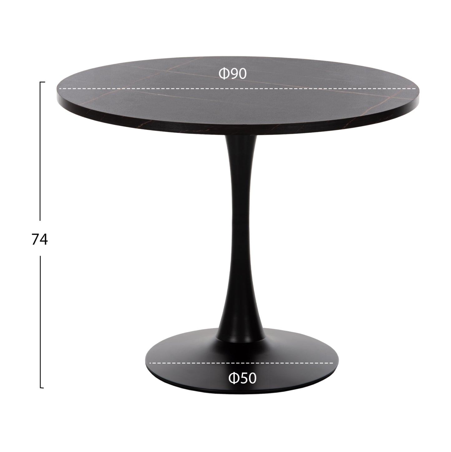 ΤΡΑΠΕΖΙ ΤΡΑΠΕΖΑΡΙΑΣ ROLLO HM9421.12 ΣΤΡΟΓΓΥΛΟ BLACK MARBLE Φ90x74Υεκ.