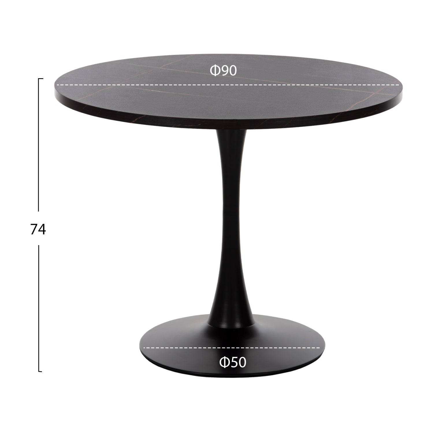 ΤΡΑΠΕΖΙ ΤΡΑΠΕΖΑΡΙΑΣ ROLLO HM9421.12 ΣΤΡΟΓΓΥΛΟ BLACK MARBLE Φ90x74Υεκ.