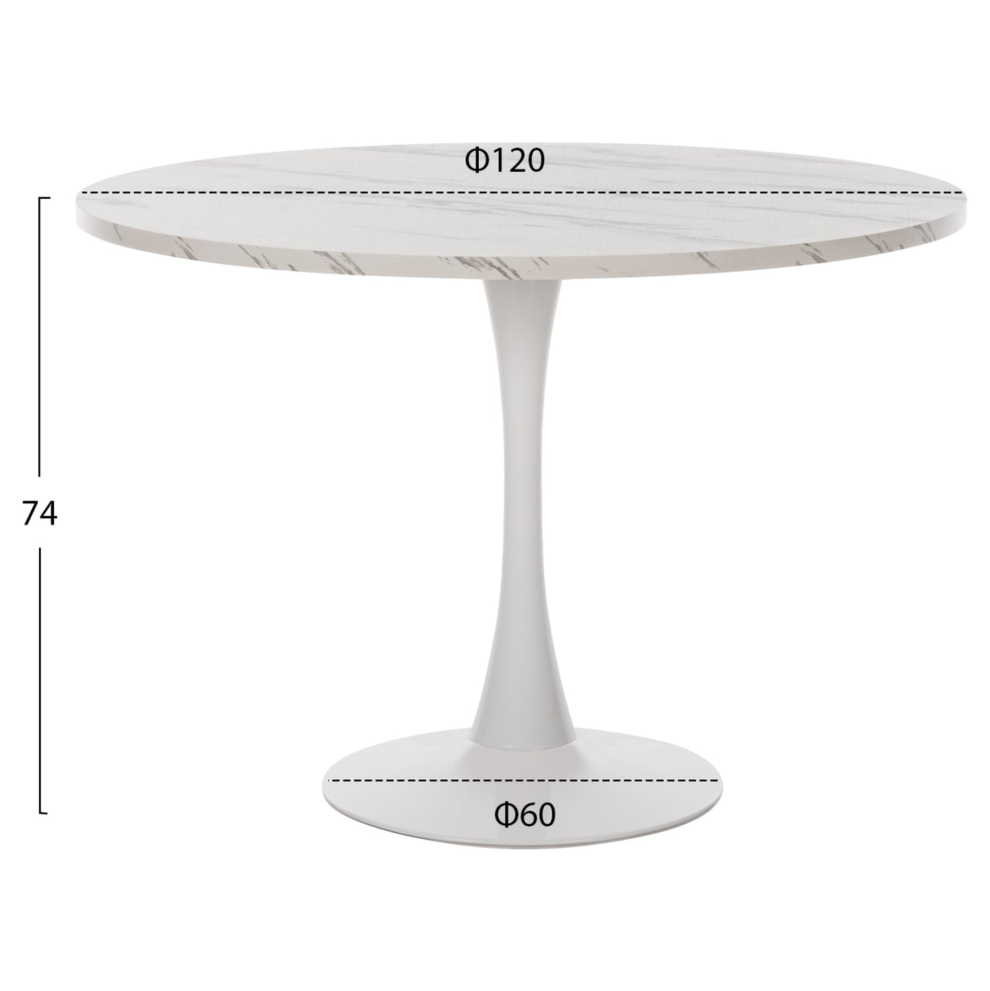 ΤΡΑΠΕΖΙ ΤΡΑΠΕΖΑΡΙΑΣ ROLLO HM9422.11 ΣΤΡΟΓΓΥΛΟ WHITE MARBLE Φ120x74Yεκ.