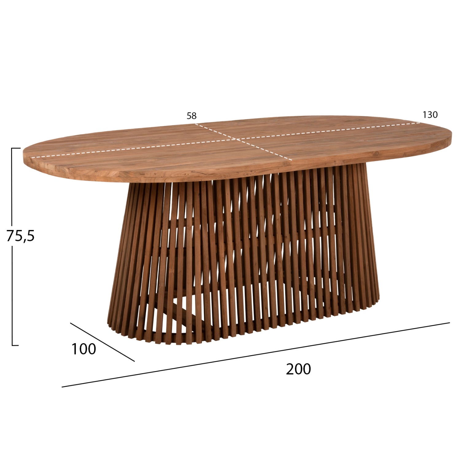 ΤΡΑΠΕΖΙ ΤΡΑΠΕΖΑΡΙΑΣ REMIK HM9835 RECYCLED ΤΕΑΚ ΣΕ ΦΥΣΙΚΟ 200x100x75,5Yεκ. TOP 4εκ.