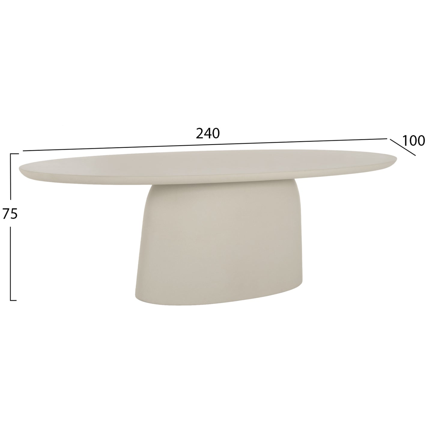 ΤΡΑΠΕΖΙ ΤΡΑΠΕΖΑΡΙΑΣ FIBER CEMENT ΟΒΑΛ BRECCAN HM6577.02 ΜΠΕΖ 240x100x75Υεκ.