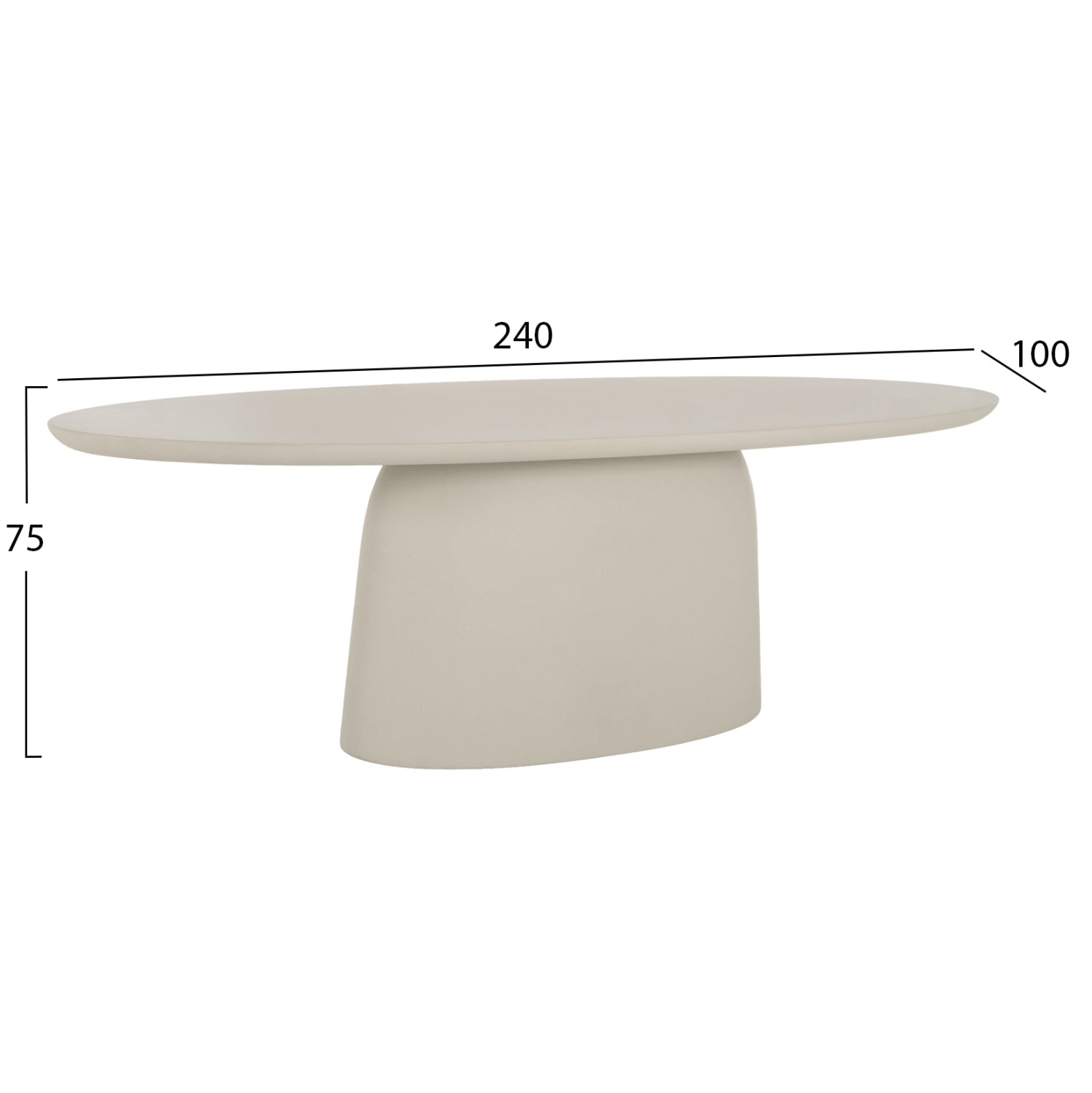 ΤΡΑΠΕΖΙ ΤΡΑΠΕΖΑΡΙΑΣ FIBER CEMENT ΟΒΑΛ BRECCAN HM6577.02 ΜΠΕΖ 240x100x75Υεκ.