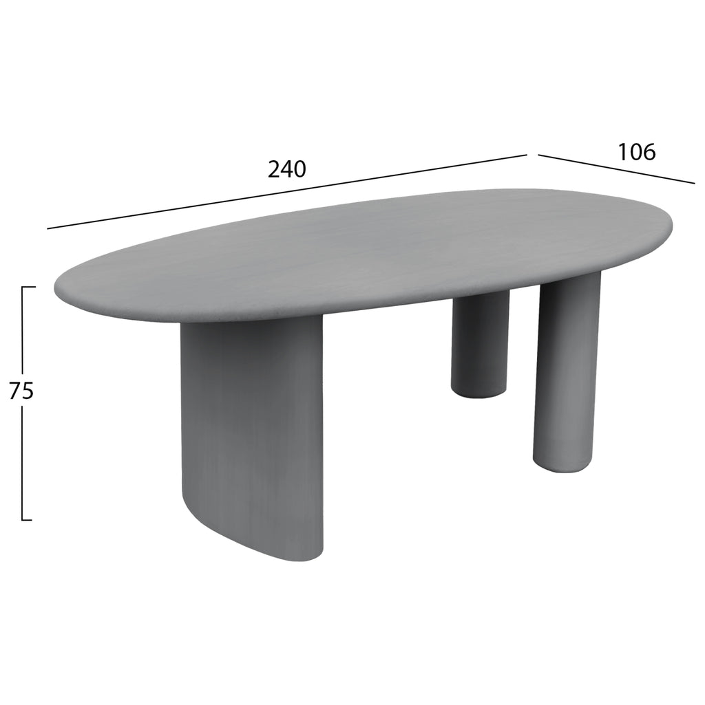 ΤΡΑΠΕΖΙ ΤΡΑΠΕΖΑΡΙΑΣ FIBER CEMENT ΟΒΑΛ VOLPE HM6599.01 ΓΚΡΙ 240x106x75Υεκ