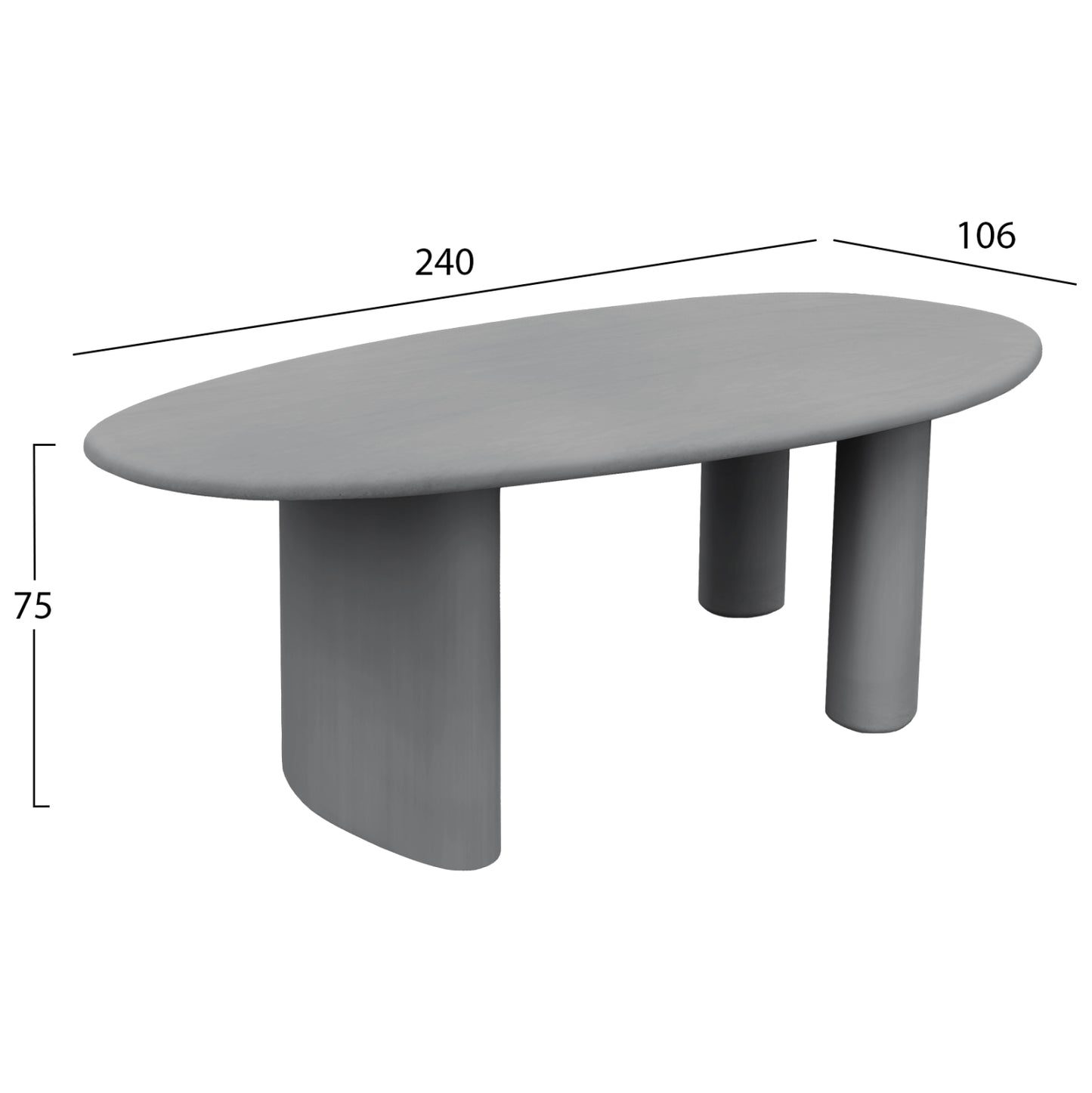 ΤΡΑΠΕΖΙ ΤΡΑΠΕΖΑΡΙΑΣ FIBER CEMENT ΟΒΑΛ VOLPE HM6599.01 ΓΚΡΙ 240x106x75Υεκ