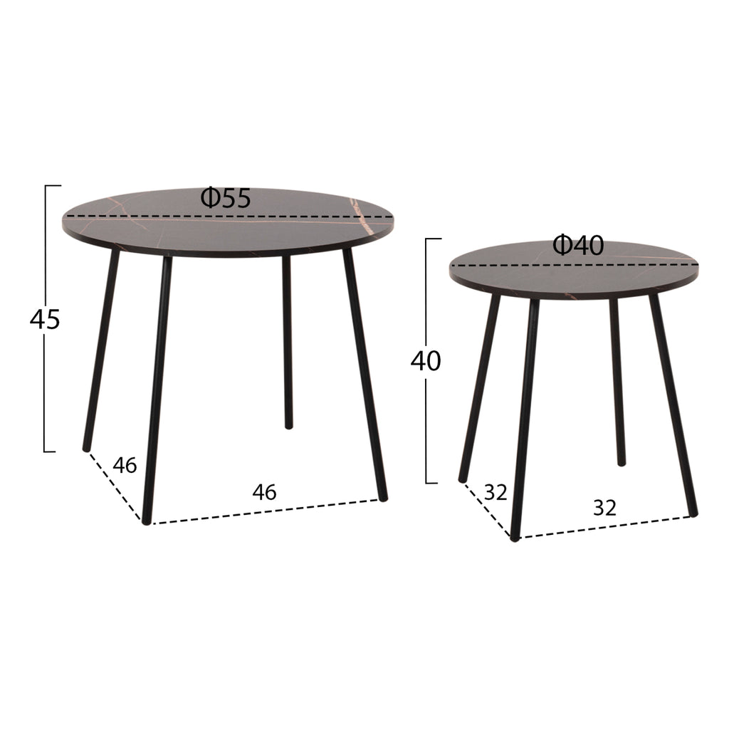 ΤΡΑΠΕΖΙΑ ΣΑΛΟΝΙΟΥ 2ΤΜΧ CUPPER HM9878.13 ΜΕΛΑΜΙΝΗ ΜΑΥΡΟ ΜΑΡΜΑΡΟ-ΜΑΥΡΟ ΜΕΤΑΛΛΟ