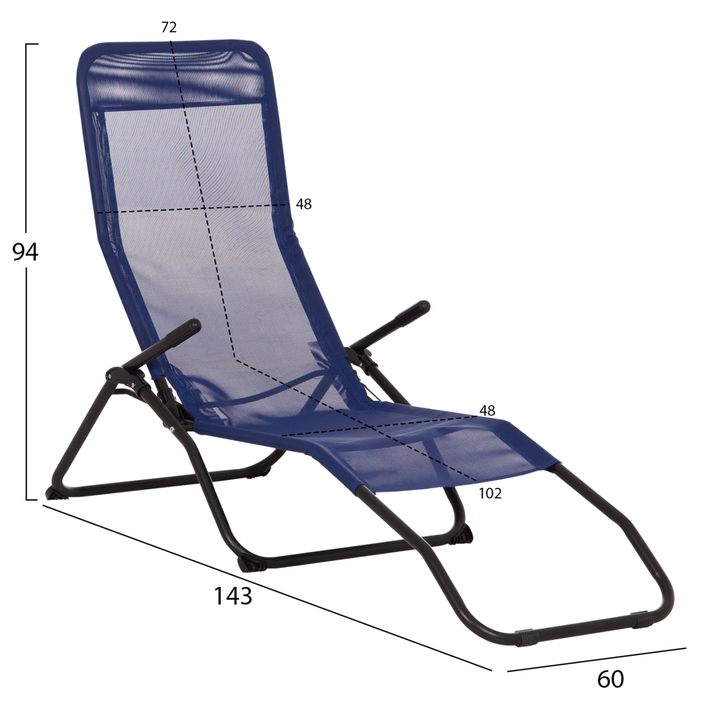 ΞΑΠΛΩΣΤΡΑ ΚΟΥΝΙΣΤΗ SWINGSAND HM6553.05 ΜΠΛΕ TEXTILENE--ΜΑΥΡΟ ΜΕΤΑΛΛΟ 143x60x94Υεκ