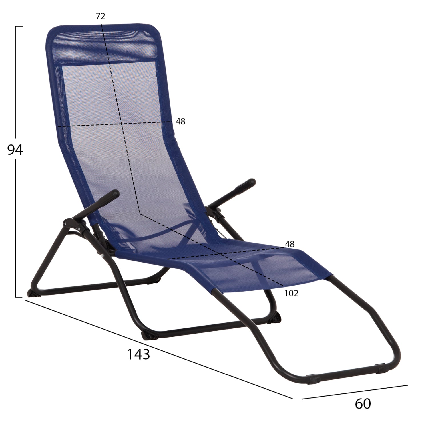 ΞΑΠΛΩΣΤΡΑ ΚΟΥΝΙΣΤΗ SWINGSAND HM6553.05 ΜΠΛΕ TEXTILENE--ΜΑΥΡΟ ΜΕΤΑΛΛΟ 143x60x94Υεκ